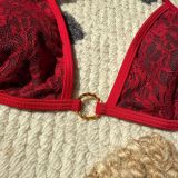 Sexy Lace Lace-Up Halter Neck Triangle Bikini or Women