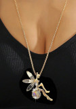Full Diamond Necklace Elegant Women's Long  Chain Pendant