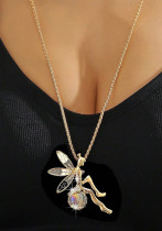 Full Diamond Necklace Elegant Women's Long  Chain Pendant