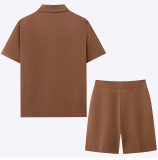 Men's Summer Knitting Polo Top and Shorts Two Piece