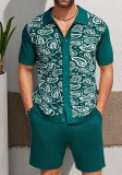Men's Summer Knitting Polo Top and Shorts Two Piece