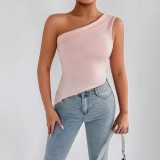 Women Summer Slash Shoulder Off Shoulder Solid Top