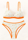 Floral Lace-up Beach Tight-Fitting Sexy Two-Piece Swimsuit