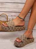 Women Plum Blossom Embroidery Platform Casual Slippers