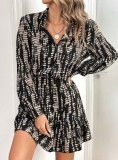 Women Summer Long Sleeve V-Neck Ruffle Dress