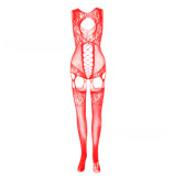 Women Jacquard Suspender Hollow Bodysuit Sexy Lingerie