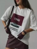Women Cotton Summer Print Top Short-sleeved T-shirt