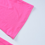 Women Spring Zipper Short Sleeve Hooded Top and Bell Bottom Pants Two-Piece Set