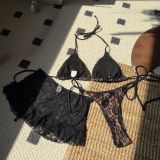 Beach Sexy Lace Hollow Three-Piece Bikini Swimsuit