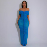 Women Sexy Pleated Mesh Dress