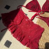 Beach Sexy Lace Hollow Three-Piece Bikini Swimsuit