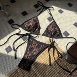 Sexy Lace Lace-Up Halter Neck Triangle Bikini or Women