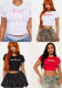Women Fall Sexy Round Neck Short Sleeve Crop Top