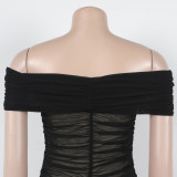 Women Sexy Pleated Mesh Dress