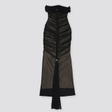 Women Sexy Pleated Mesh Dress