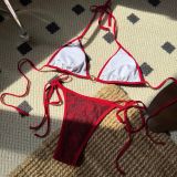 Sexy Lace Lace-Up Halter Neck Triangle Bikini or Women