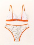 Floral Lace-up Beach Tight-Fitting Sexy Two-Piece Swimsuit