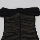 Women Sexy Pleated Mesh Dress