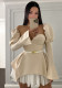 Women summer wrapped chest patchwork irregular bubble sleeve dress