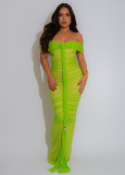 Women Sexy Pleated Mesh Dress