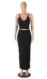 Women Spring Sexy Suspender Crop Top and Bodycon Skirt Two-Piece Set