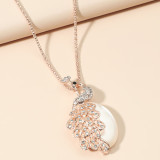 Full Diamond Necklace Elegant Women's Long  Chain Pendant