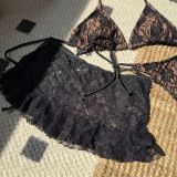 Beach Sexy Lace Hollow Three-Piece Bikini Swimsuit
