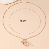Full Diamond Necklace Elegant Women's Long  Chain Pendant