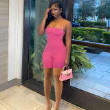 Women Spring Sexy Strapless Halter Neck Solid Jumpsuit
