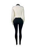 Women drawstring top yoga pants sports casual two-piece set