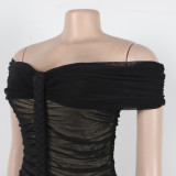 Women Sexy Pleated Mesh Dress