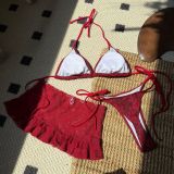 Beach Sexy Lace Hollow Three-Piece Bikini Swimsuit