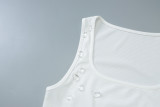 Women's summer fashion Style slim Slim Fit Beaded Sleeveless Bodycon Dress