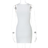 Women's summer fashion Style slim Slim Fit Beaded Sleeveless Bodycon Dress