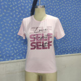 Fashion women's summer Letter printed t-shirt loose short sleeve top