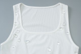 Women's summer fashion Style slim Slim Fit Beaded Sleeveless Bodycon Dress