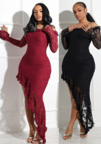 Strapless irregular solid color long dress for women Strapless irregular solid color long dress for women