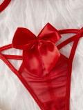 Lace-Up temptation women's sexy lingerie hollow bra panties set