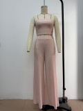 Women Sexy Pleated Strapless Top and Pants Two-piece Set