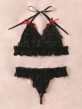 Sexy lingerie leather Lace-Up garter sexy temptation jumpsuit set