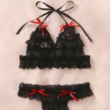 Sexy lingerie leather Lace-Up garter sexy temptation jumpsuit set