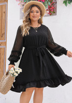 Summer Plus Size puff sleeve high waist loose Round Neck long dress Summer Plus Size puff sleeve high waist loose Round Neck long dress
