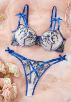 Sexy lingerie floral embroidery cross-strap design sweet and romantic two-piece set
