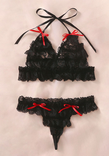 Sexy lingerie leather Lace-Up garter sexy temptation jumpsuit set