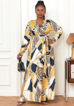 Plus Size Women's Sexy V-Neck Long Sleeve Bohemian Beach Long Dress Plus Size Women's Sexy V-Neck Long Sleeve Bohemian Beach Long Dress