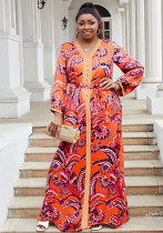 Plus Size Women's Loose Lace Embroidery Chiffon Print Evening Dress Plus Size Women's Loose Lace Embroidery Chiffon Print Evening Dress