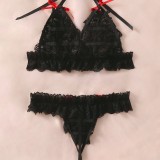 Sexy lingerie leather Lace-Up garter sexy temptation jumpsuit set