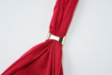 Women's summer sexy deep v metal decoration Halter Neck Low Back slim strap Vest