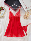 Summer sexy strap pajamas lingerie women  home clothes two piece set