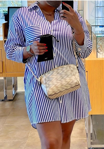 Plus Size Women Striped Long Sleeve Shirt